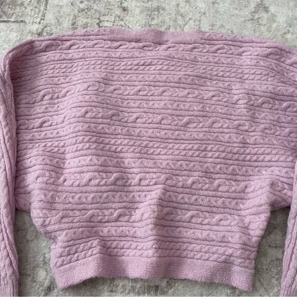 Astr The Label Mariana Cable Knit Fuzzy Wrap Sweater Pink Large New - Picture 7 of 13